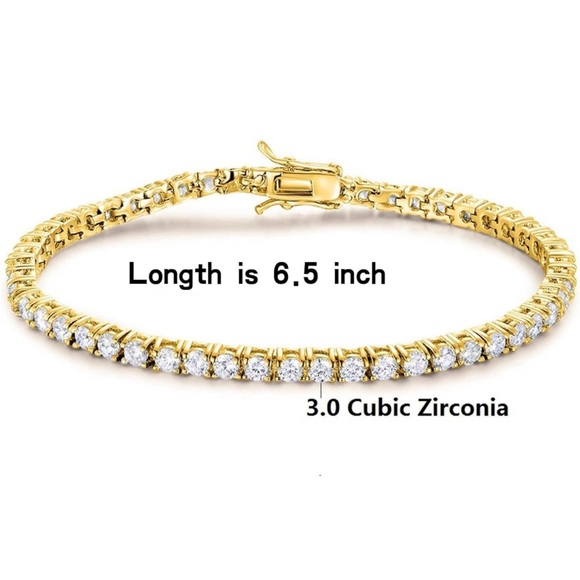 Classic tennis bracelet-gold plated jewelry- perfect gift - Picture 5 of 6